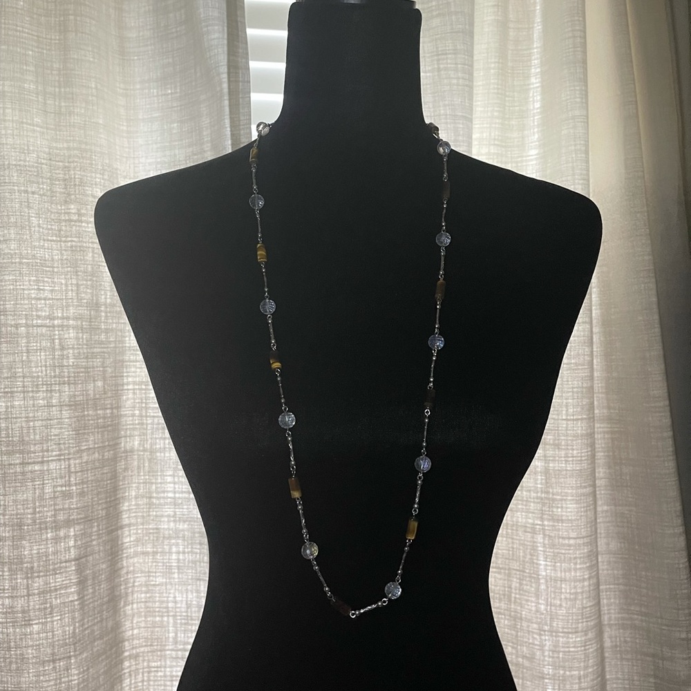 New with tags-Tiger eye and Crystal Single Strand Necklace